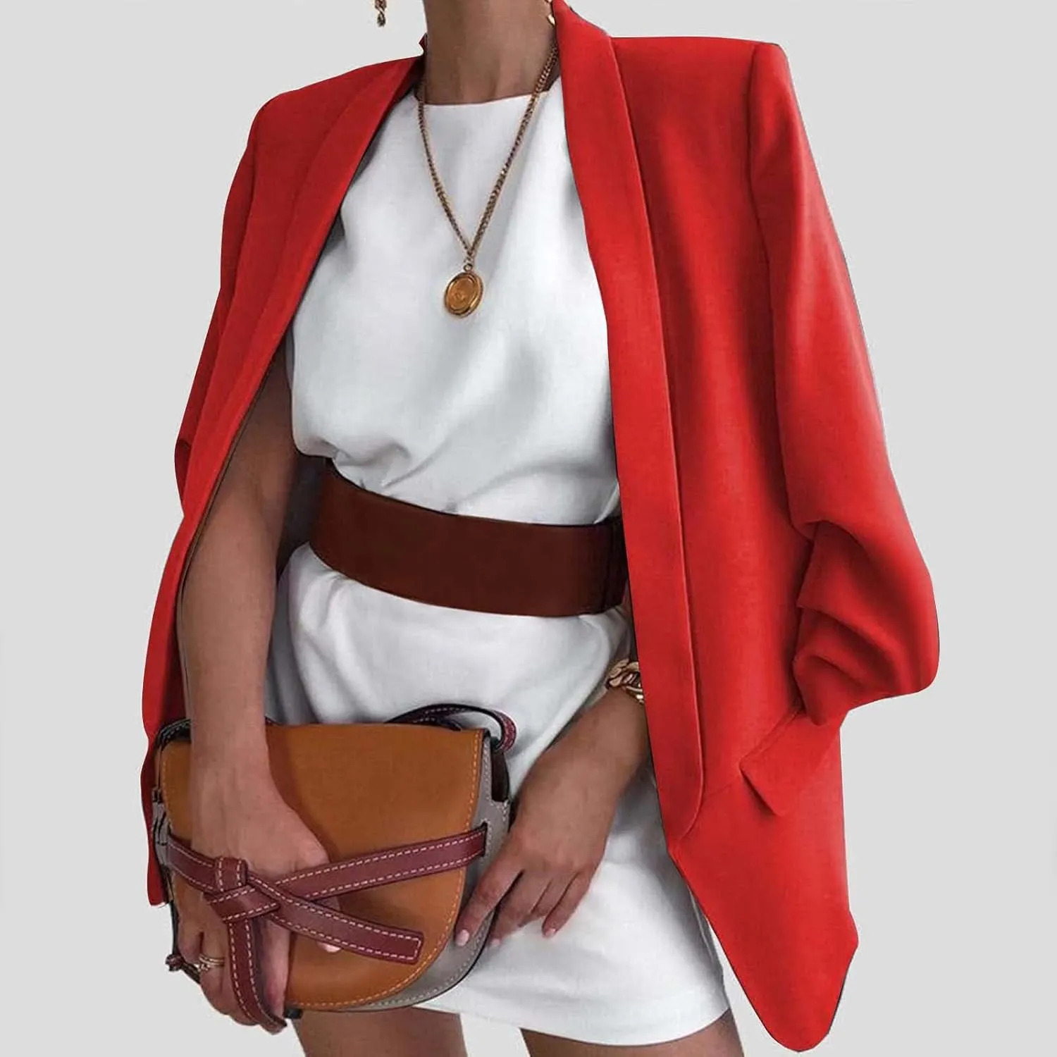 2024 Classic Blazers for Women Long Sleeve Lapel Business Jackets Casual Loose Open Front Cardigans Fall Fashion Suit