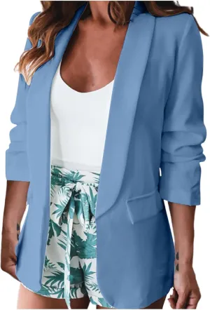 2024 Classic Blazers for Women Long Sleeve Lapel Business Jackets Casual Loose Open Front Cardigans Fall Fashion Suit