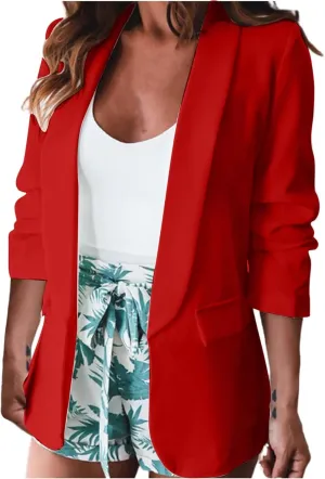 2024 Classic Blazers for Women Long Sleeve Lapel Business Jackets Casual Loose Open Front Cardigans Fall Fashion Suit