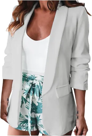2024 Classic Blazers for Women Long Sleeve Lapel Business Jackets Casual Loose Open Front Cardigans Fall Fashion Suit