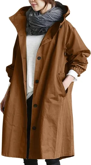 2025 Women's Fashion Trench Coat Notch Lapel Double Breasted Thick A Line Pea Coats Jacket with Pockets