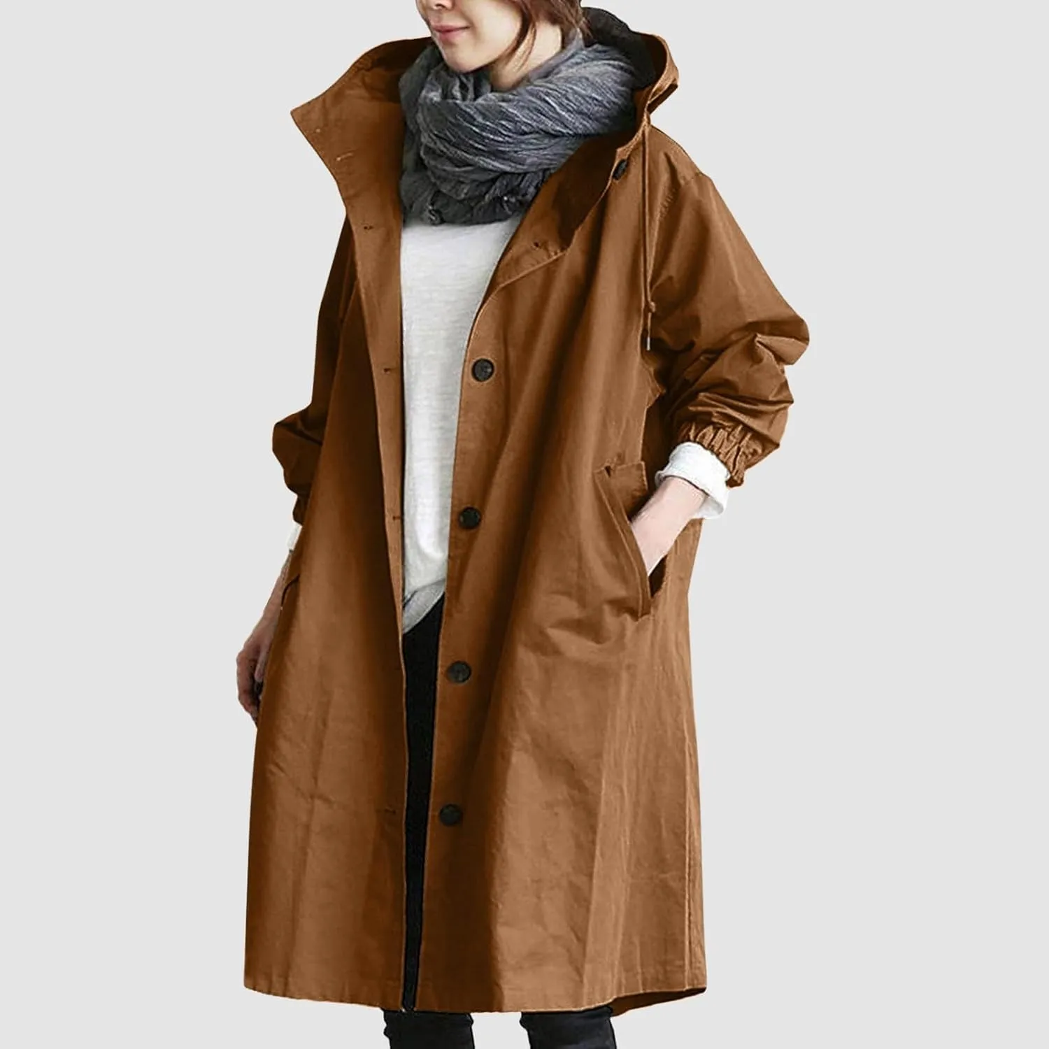 2025 Women's Fashion Trench Coat Notch Lapel Double Breasted Thick A Line Pea Coats Jacket with Pockets