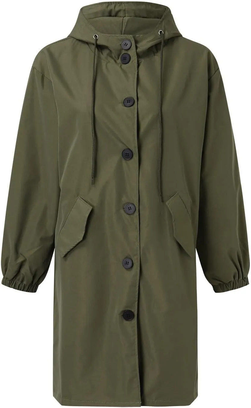 2025 Women's Fashion Trench Coat Notch Lapel Double Breasted Thick A Line Pea Coats Jacket with Pockets