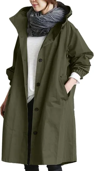 2025 Women's Fashion Trench Coat Notch Lapel Double Breasted Thick A Line Pea Coats Jacket with Pockets