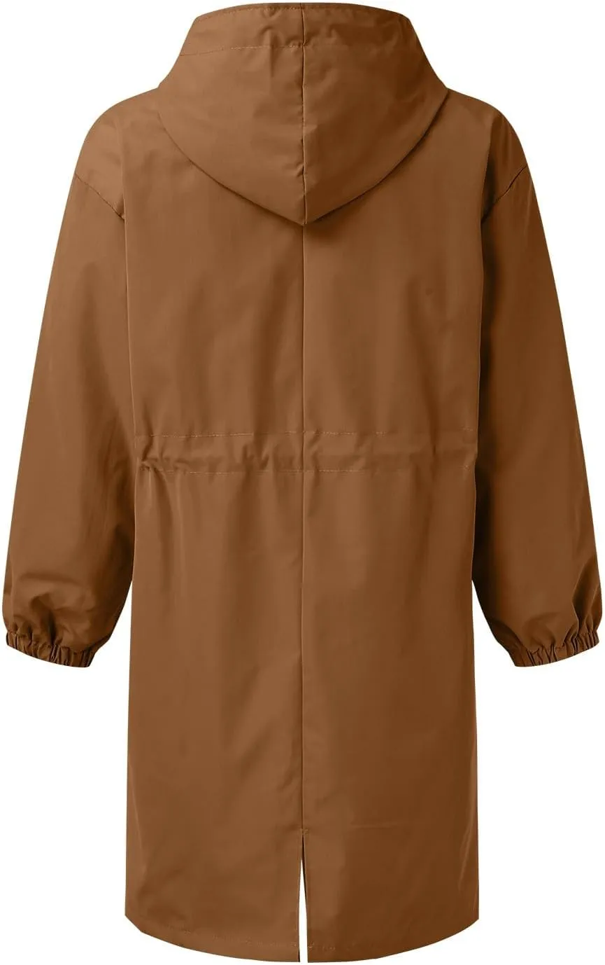 2025 Women's Fashion Trench Coat Notch Lapel Double Breasted Thick A Line Pea Coats Jacket with Pockets