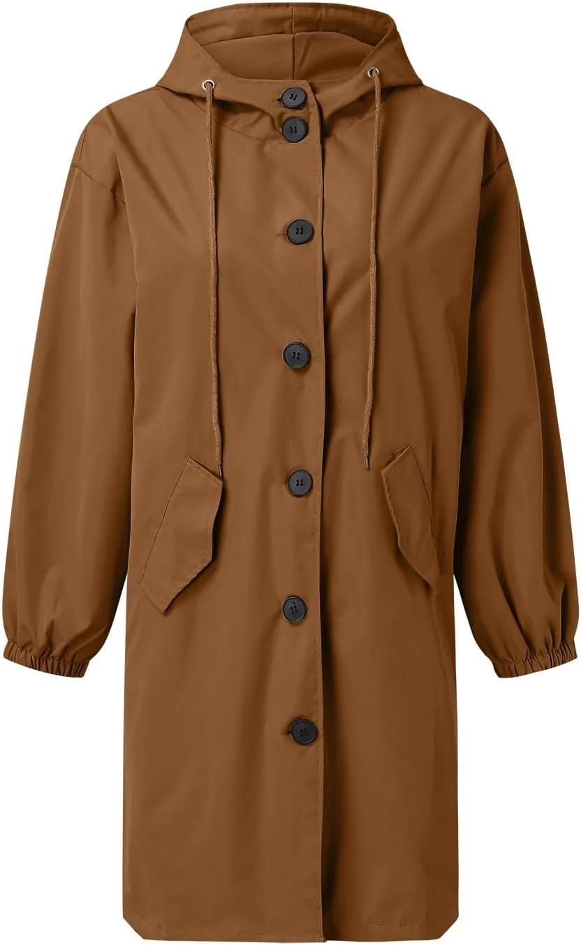 2025 Women's Fashion Trench Coat Notch Lapel Double Breasted Thick A Line Pea Coats Jacket with Pockets