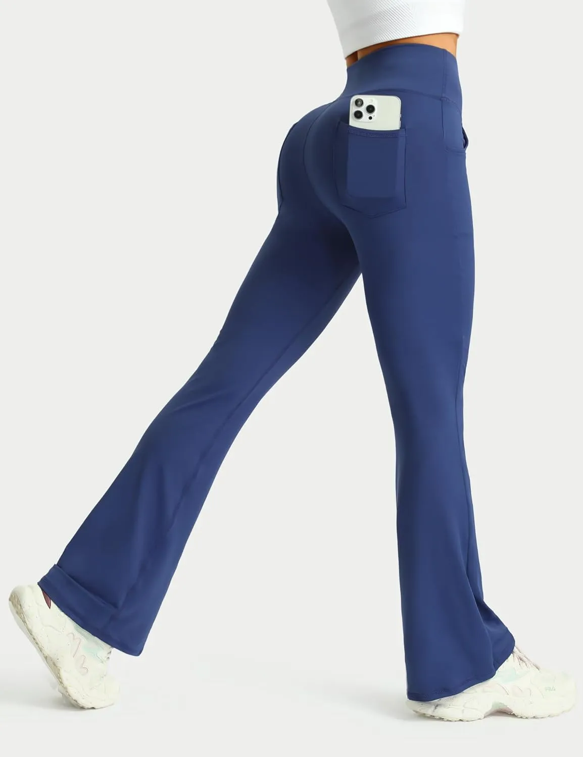 3 Packs Womens High Waist Flare Pants-Flare Yoga Pants，Yoga Pants with Pockets - High Waist and Wide Leg