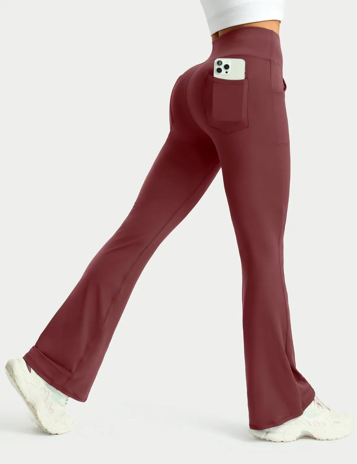 3 Packs Womens High Waist Flare Pants-Flare Yoga Pants，Yoga Pants with Pockets - High Waist and Wide Leg