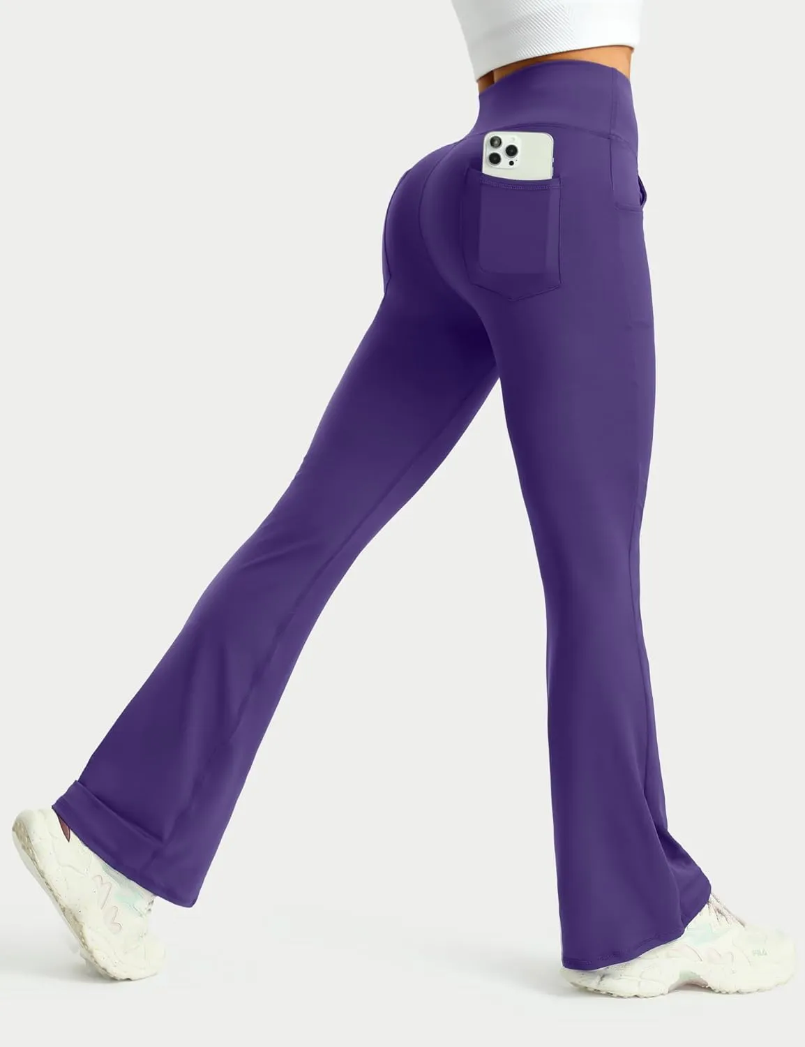3 Packs Womens High Waist Flare Pants-Flare Yoga Pants，Yoga Pants with Pockets - High Waist and Wide Leg