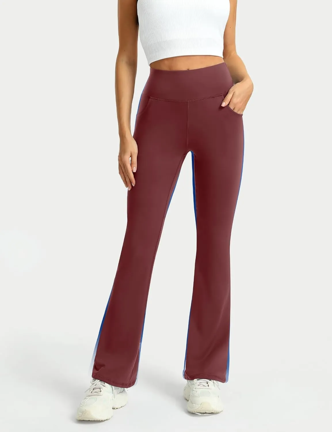 3 Packs Womens High Waist Flare Pants-Flare Yoga Pants，Yoga Pants with Pockets - High Waist and Wide Leg