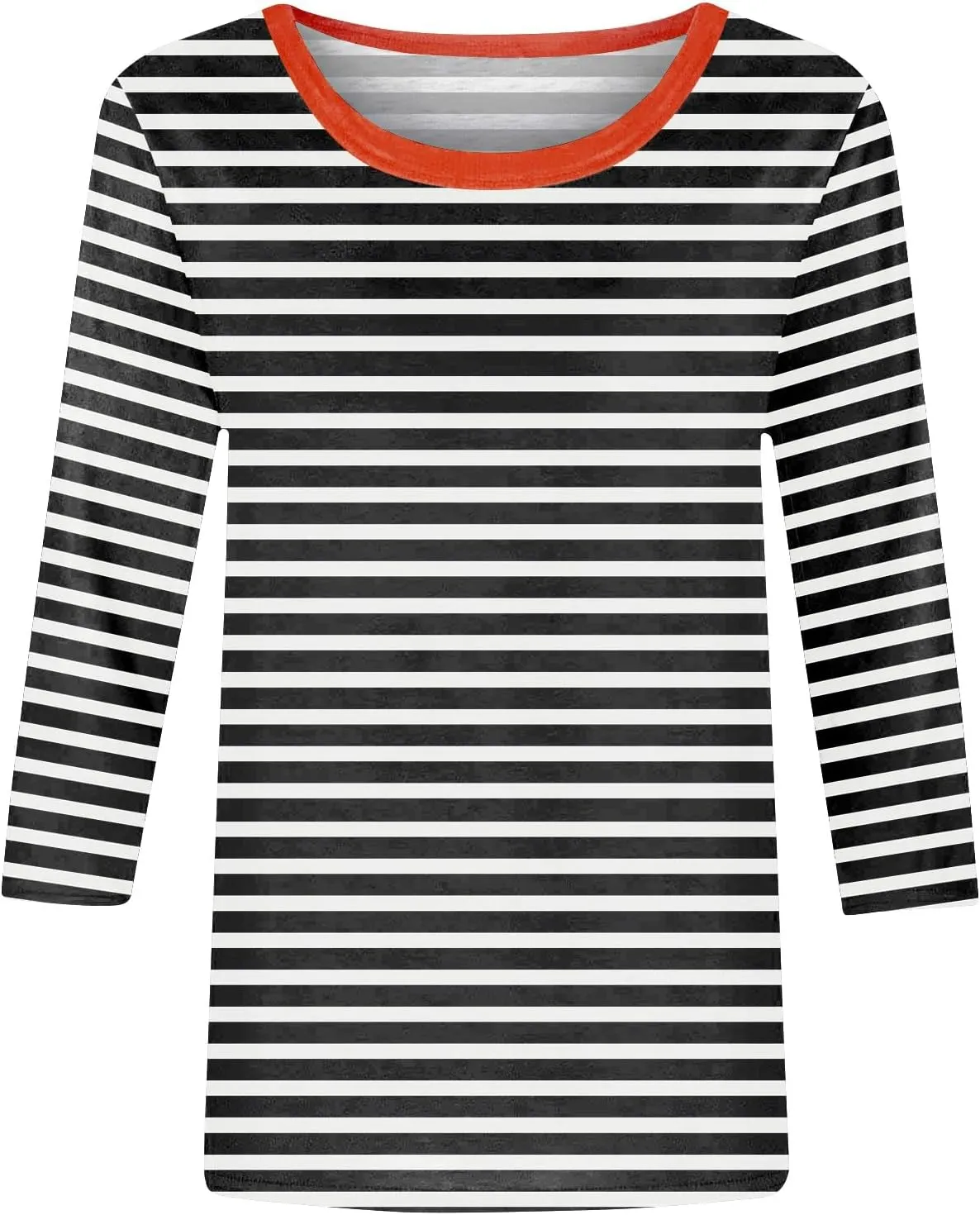 3/4 Length Sleeve Womens Tops Plus Size,Basic Elbow Sleeve Workout Top Striped Shirt Crew Neck 3 Quarter Sleeve Tees