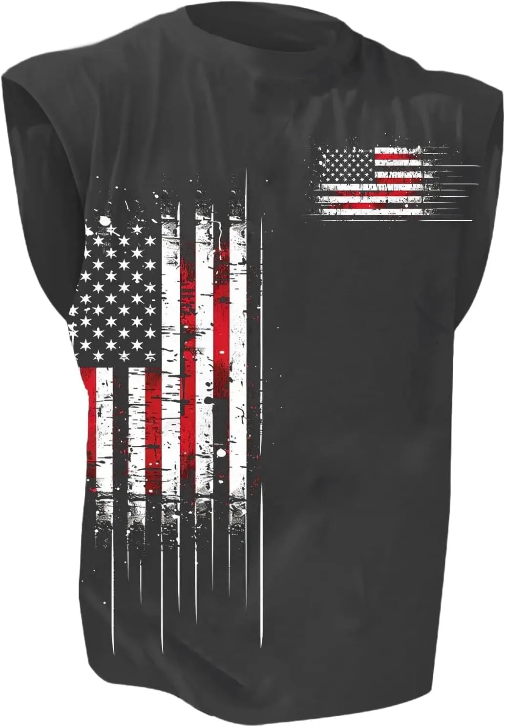 Big and Tall Tank Tops Men American Flag Printed Sleeveless Muscle Patriotic Shirts Vintage Striped Stars Graphic T