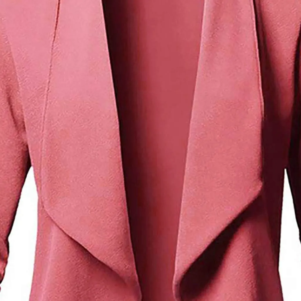 Blazers for Women,Stretch 3/4 Gathered Sleeve Open Blazer Jacket Classic Draped Open Front Lightweight Blazer Tops