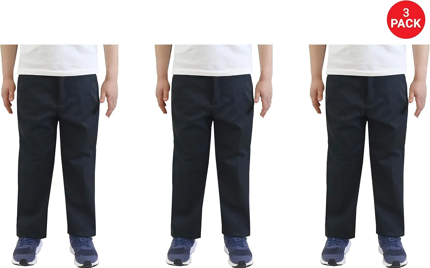 Boy's Double Knee Slim Fit School Uniform Pants
