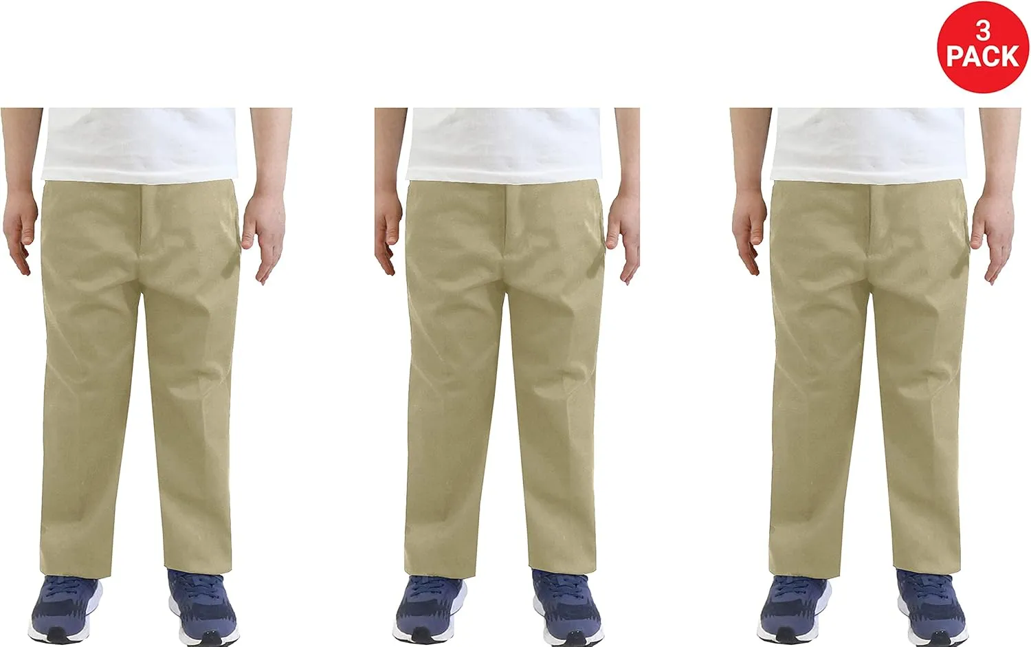 Boy's Double Knee Slim Fit School Uniform Pants