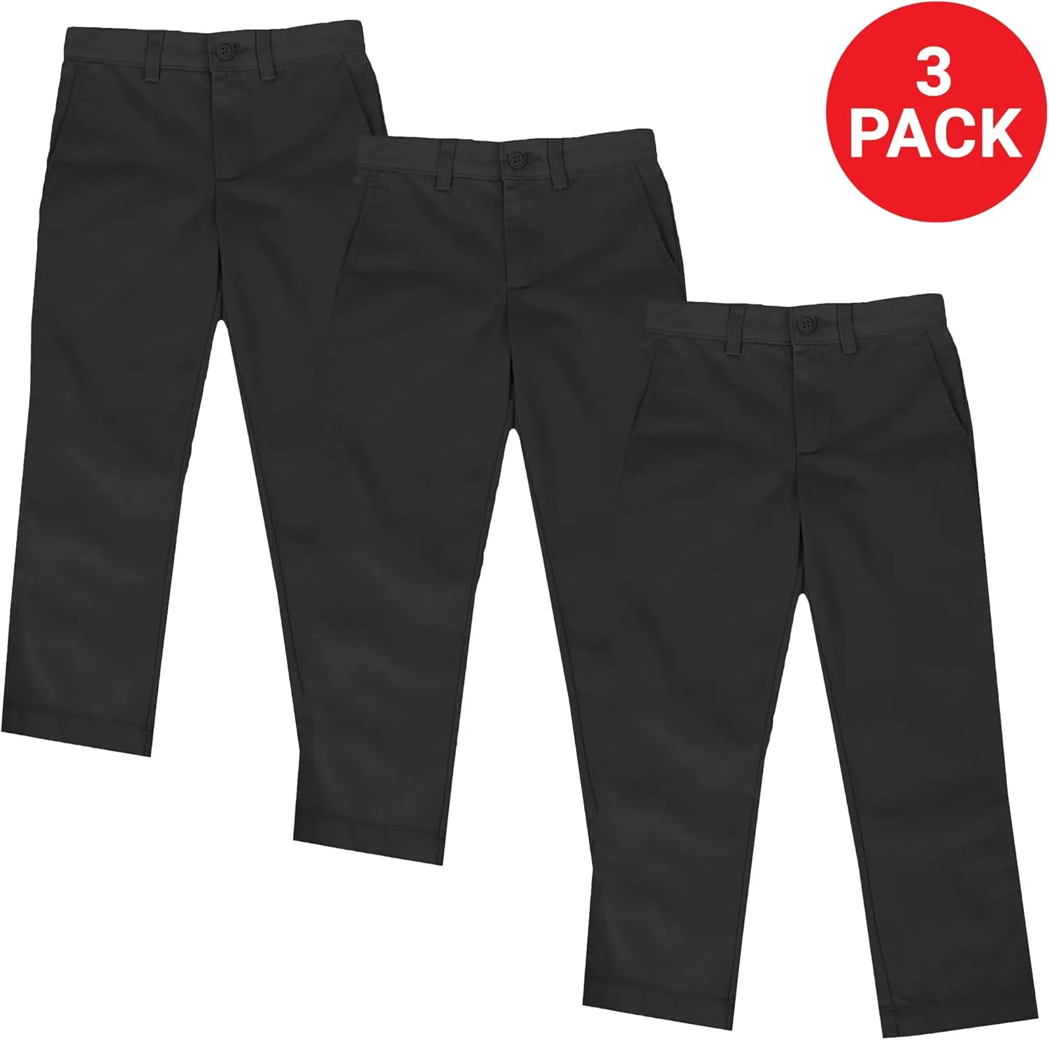 Boy's Double Knee Slim Fit School Uniform Pants