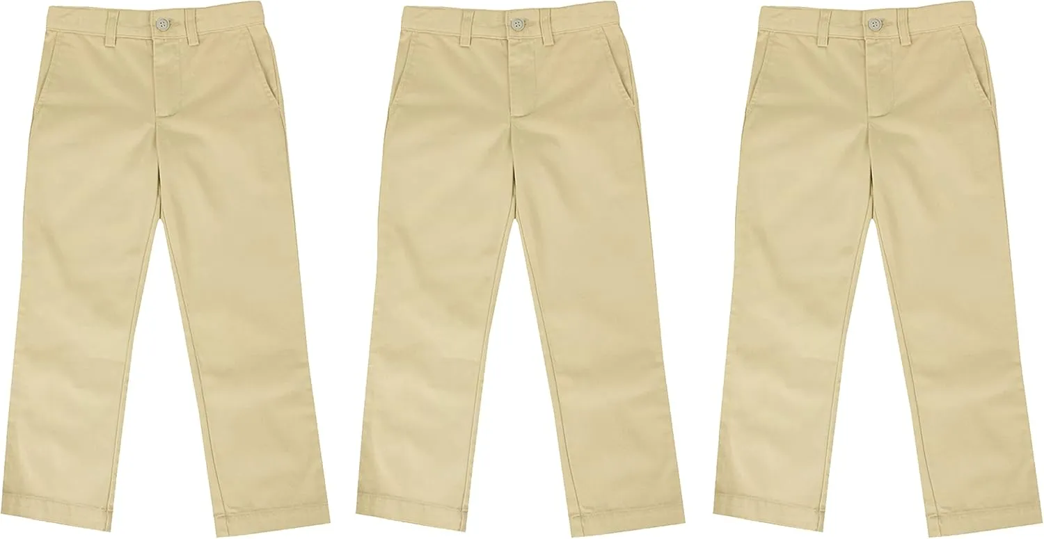 Boy's Double Knee Slim Fit School Uniform Pants