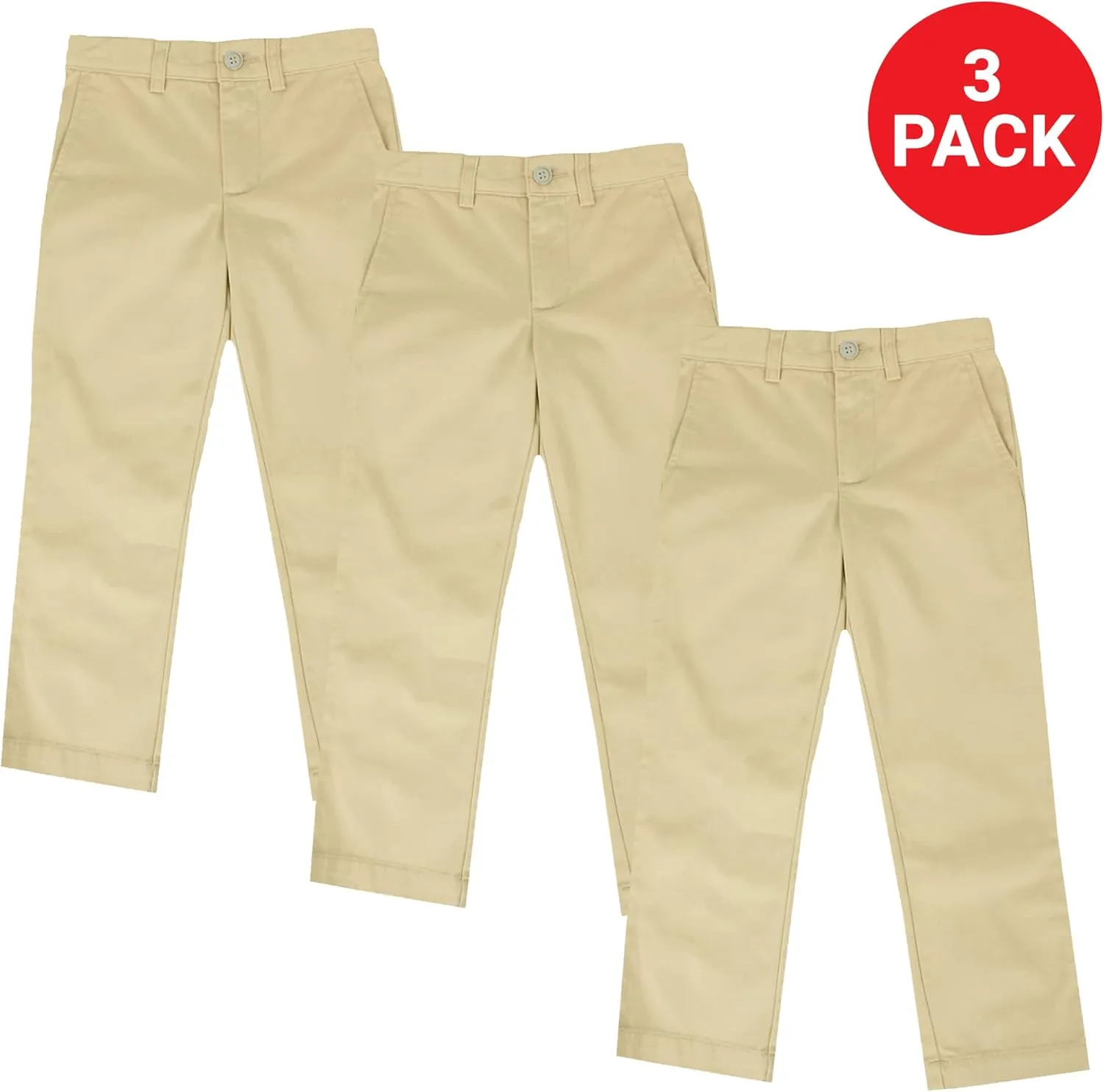 Boy's Double Knee Slim Fit School Uniform Pants