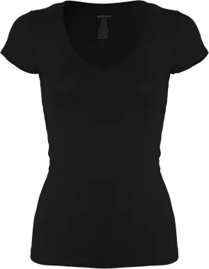 Bozzolo Women's Plain Basic V Neck Short Sleeve Cotton T-Shirts
