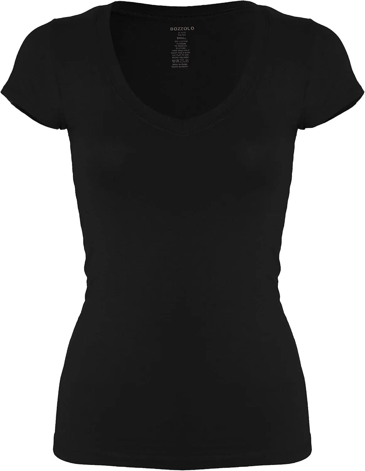 Bozzolo Women's Plain Basic V Neck Short Sleeve Cotton T-Shirts