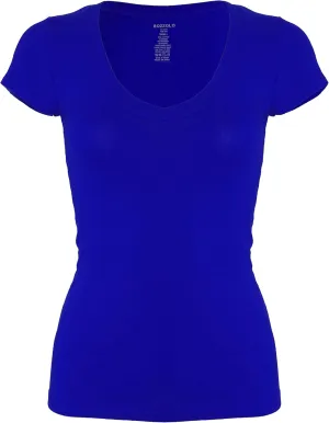 Bozzolo Women's Plain Basic V Neck Short Sleeve Cotton T-Shirts