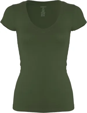 Bozzolo Women's Plain Basic V Neck Short Sleeve Cotton T-Shirts