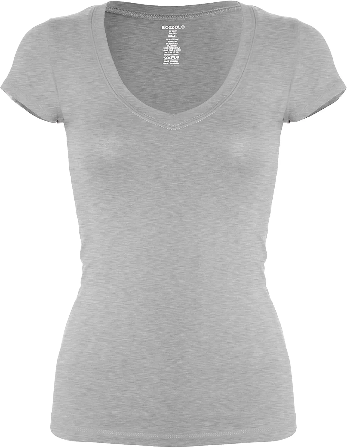 Bozzolo Women's Plain Basic V Neck Short Sleeve Cotton T-Shirts