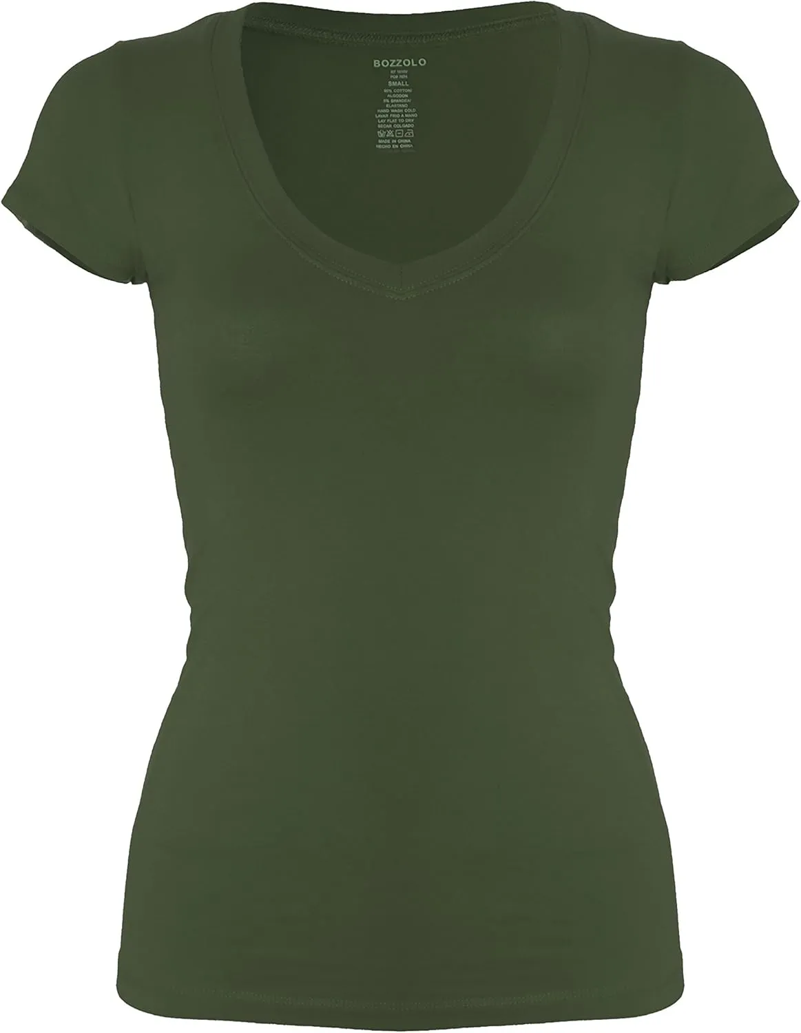 Bozzolo Women's Plain Basic V Neck Short Sleeve Cotton T-Shirts