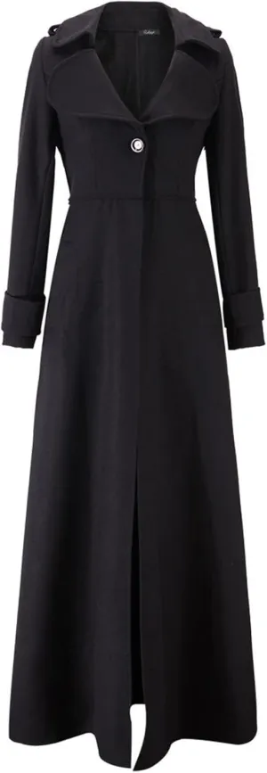 BZGTZT Women's Long Trench Coat Goth Wool Blend Pea Jacket Victorian Long Slim Fit Cardigans Coats Winter Lapel Outwear