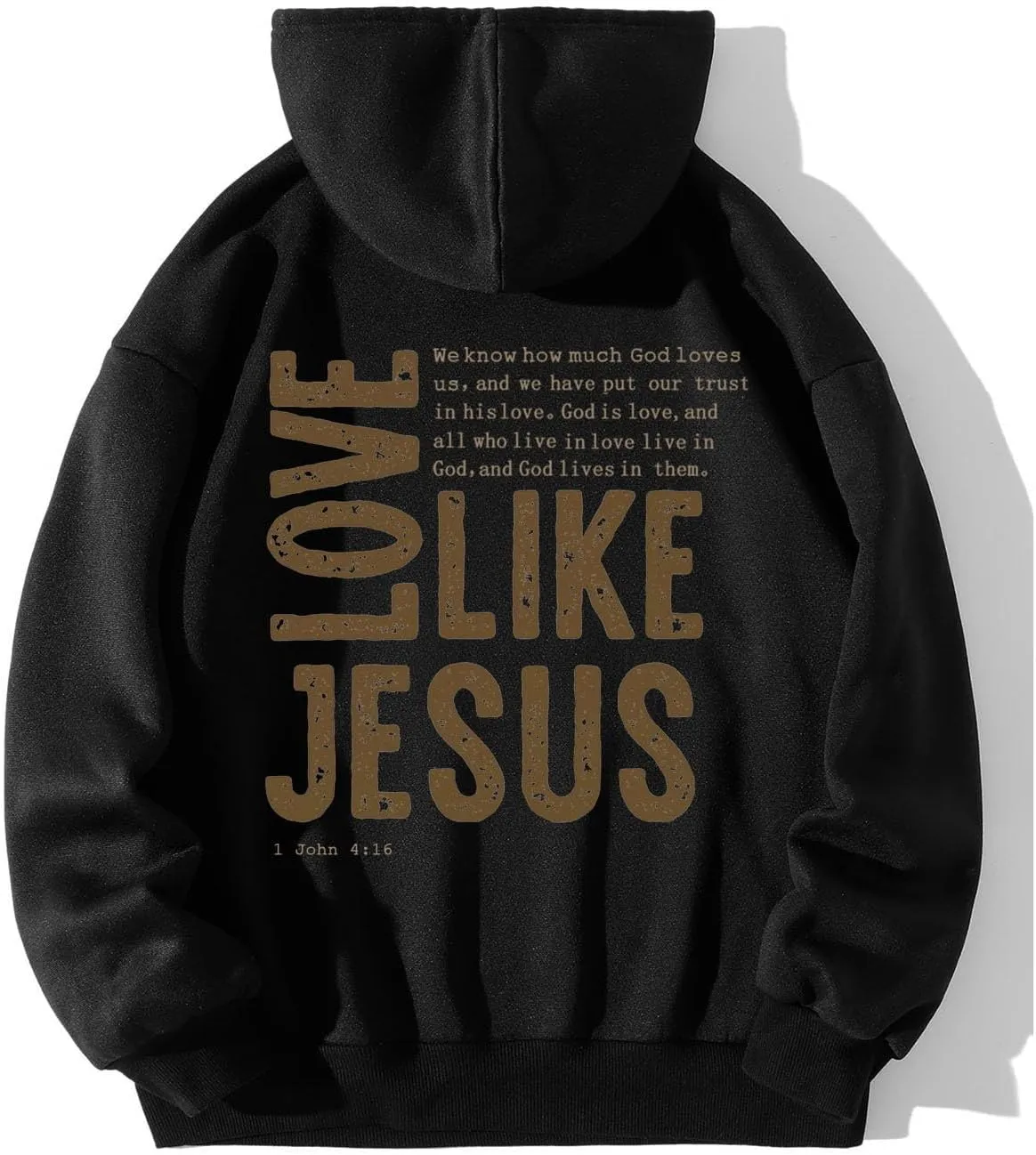 Christian Hoodies for Women Love Like Jesus Letter Graphic Oversized Long Sleeve Jesus Faith Y2K Hooded Sweatshirts Pullover