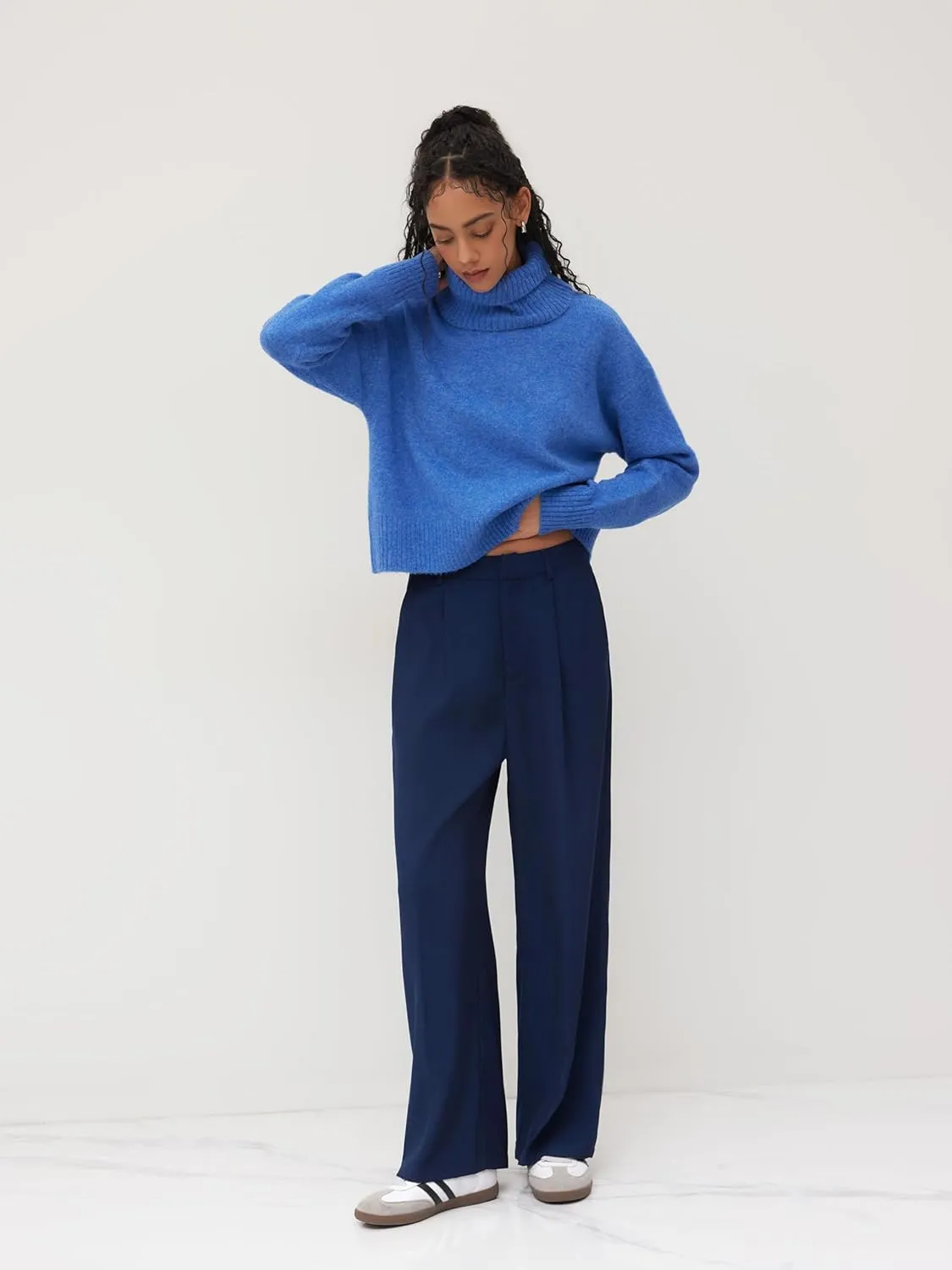 CIDER High Waist Pleated Wide Leg Pants