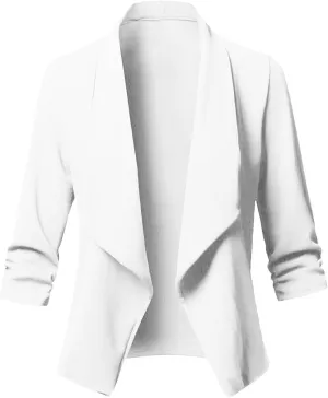 Classic Draped Women's Blazer Jacket Lightweight Business Work Blazer Jackets Casual Solid Open Front Blazers Coat
