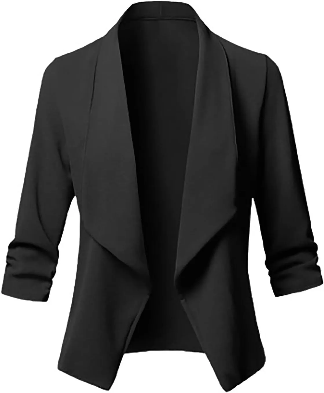 Classic Draped Women's Blazer Jacket Lightweight Business Work Blazer Jackets Casual Solid Open Front Blazers Coat