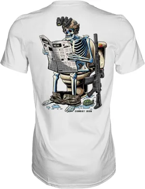 Combat Iron Men's Graphic T-Shirt | Fake News Reading Operator | Cotton-Poly Blend | Athletic Fit, Tagless Comfort