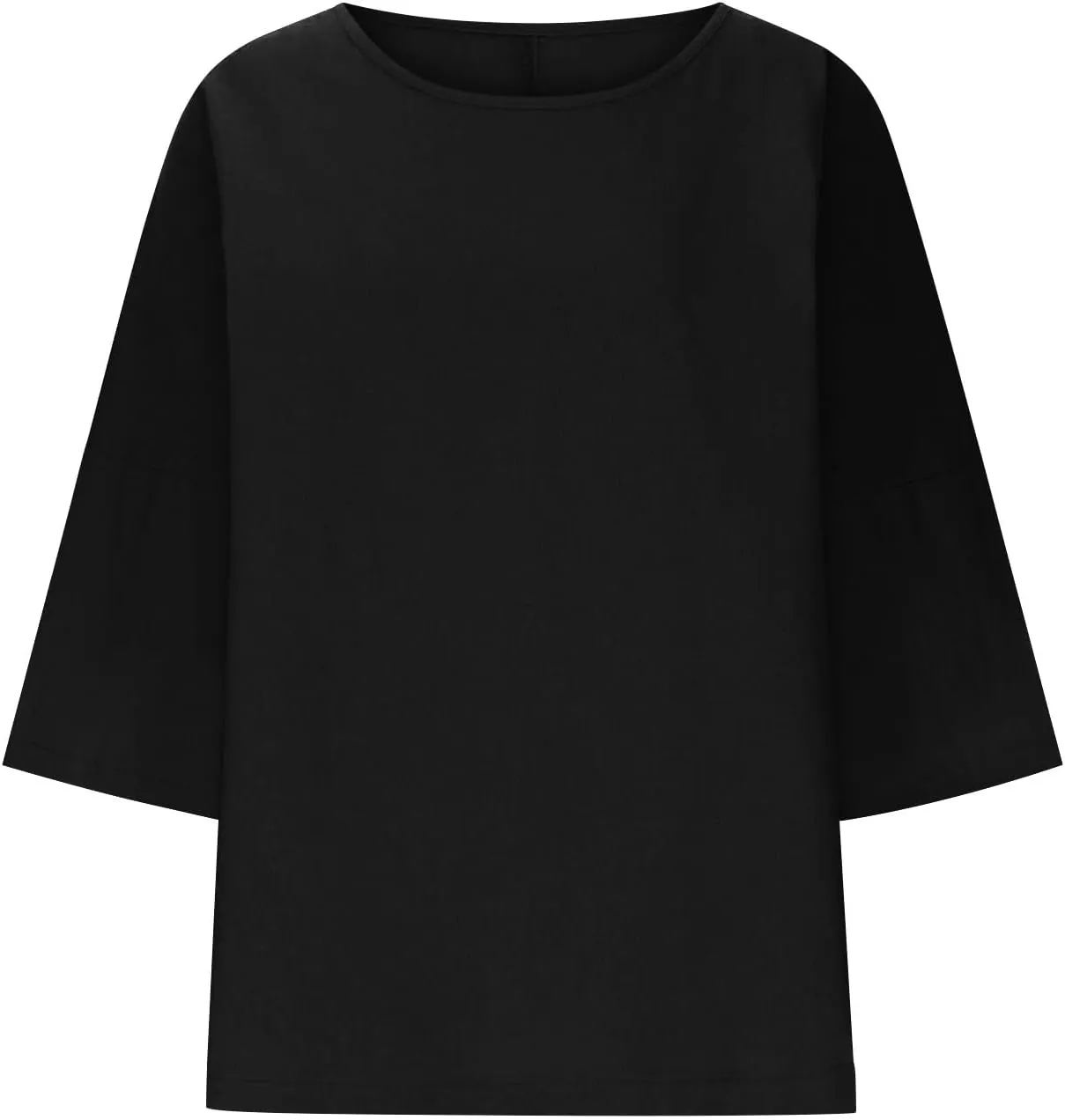 Cotton Tshirts for Women Casual Linen Tops Loose Fit Half Sleeve Plain Shirts Soft Crewneck Summer Cotton Linen Tops