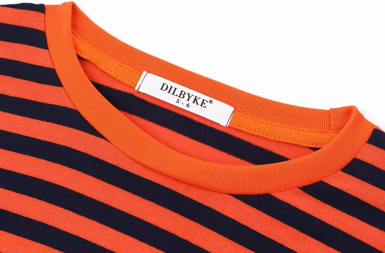 DILBYKE Boys Girl Long Sleeve Striped Crew Neckline T-Shirts Kid Tee