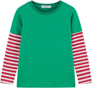 DILBYKE Boys Girl Long Sleeve Striped Crew Neckline T-Shirts Kid Tee