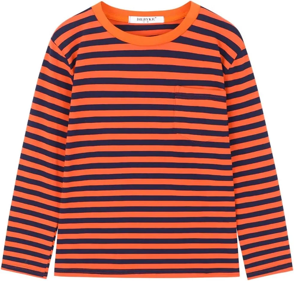 DILBYKE Boys Girl Long Sleeve Striped Crew Neckline T-Shirts Kid Tee