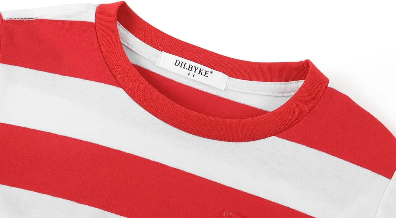DILBYKE Boys Girl Long Sleeve Striped Crew Neckline T-Shirts Kid Tee