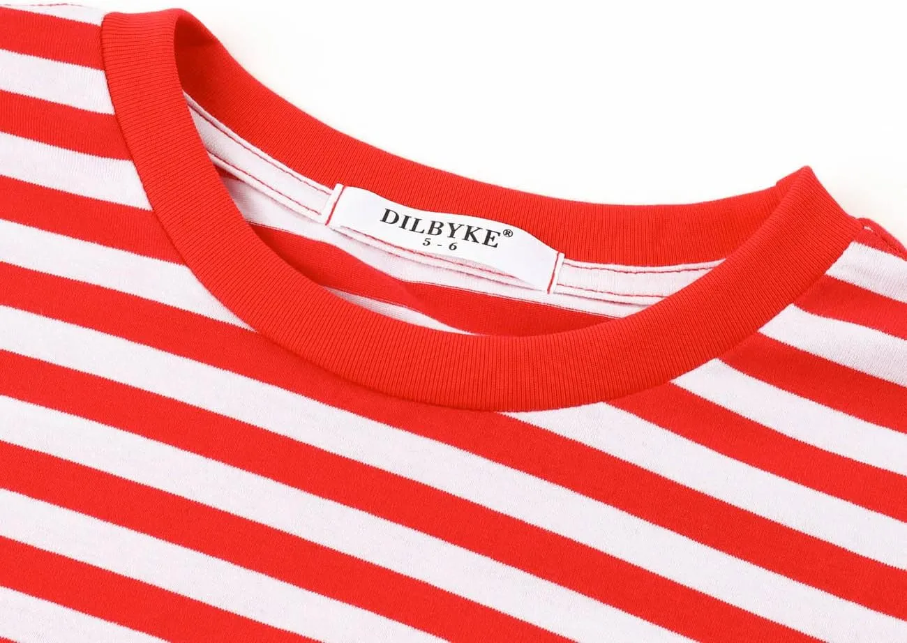 DILBYKE Boys Girl Long Sleeve Striped Crew Neckline T-Shirts Kid Tee