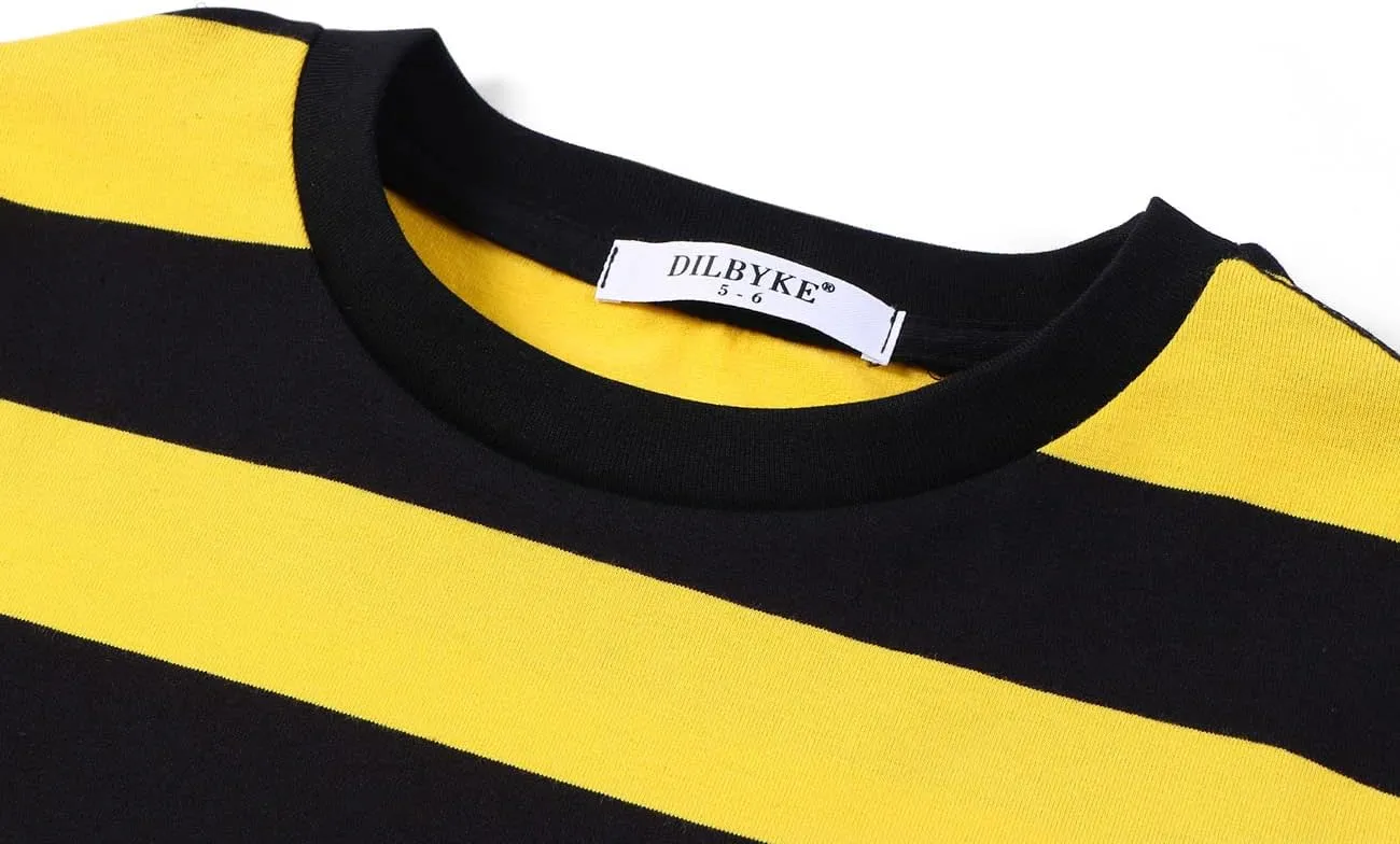 DILBYKE Boys Girl Long Sleeve Striped Crew Neckline T-Shirts Kid Tee