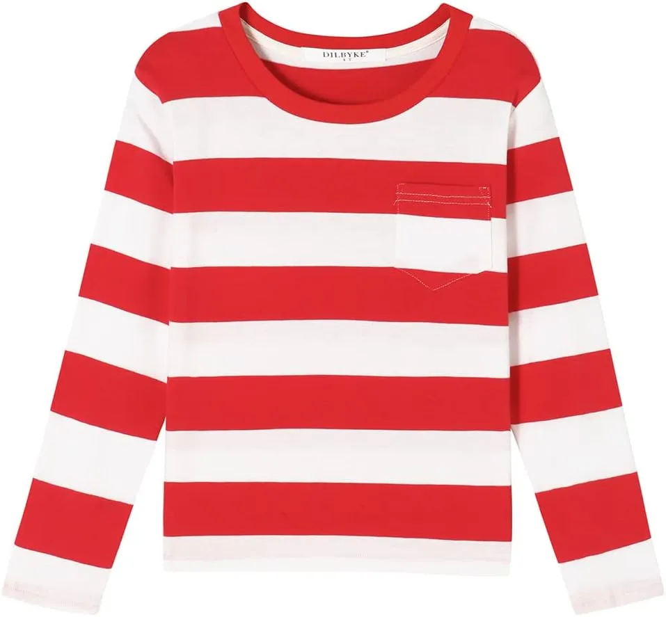 DILBYKE Boys Girl Long Sleeve Striped Crew Neckline T-Shirts Kid Tee
