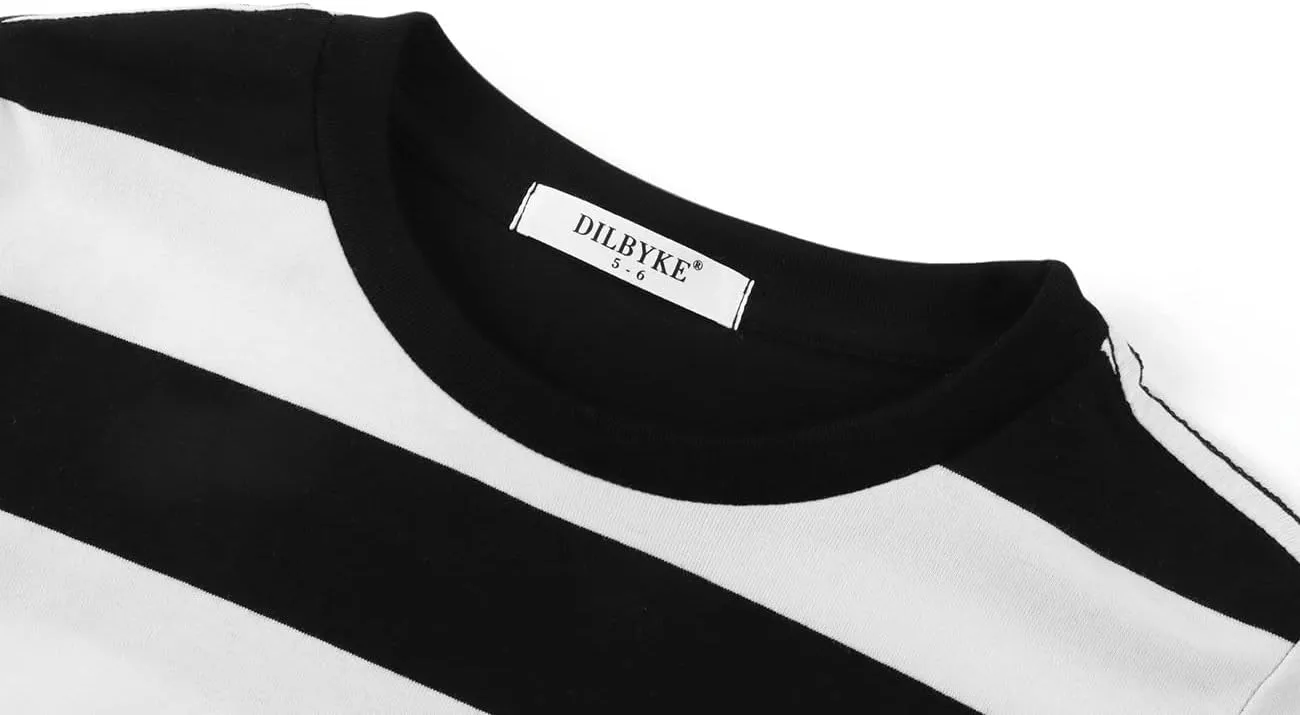 DILBYKE Boys Girl Long Sleeve Striped Crew Neckline T-Shirts Kid Tee