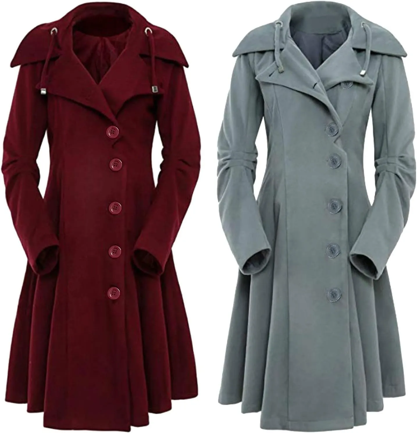 Dress Coats for Women Casual Singel-Breasted Notched Lapel Trench Coats Winter Warm Oversized Long Wool Coats