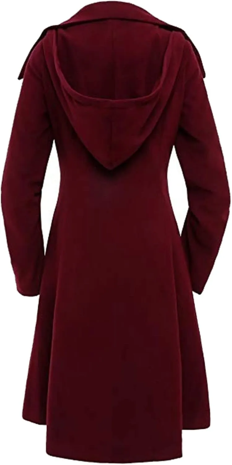 Dress Coats for Women Casual Singel-Breasted Notched Lapel Trench Coats Winter Warm Oversized Long Wool Coats