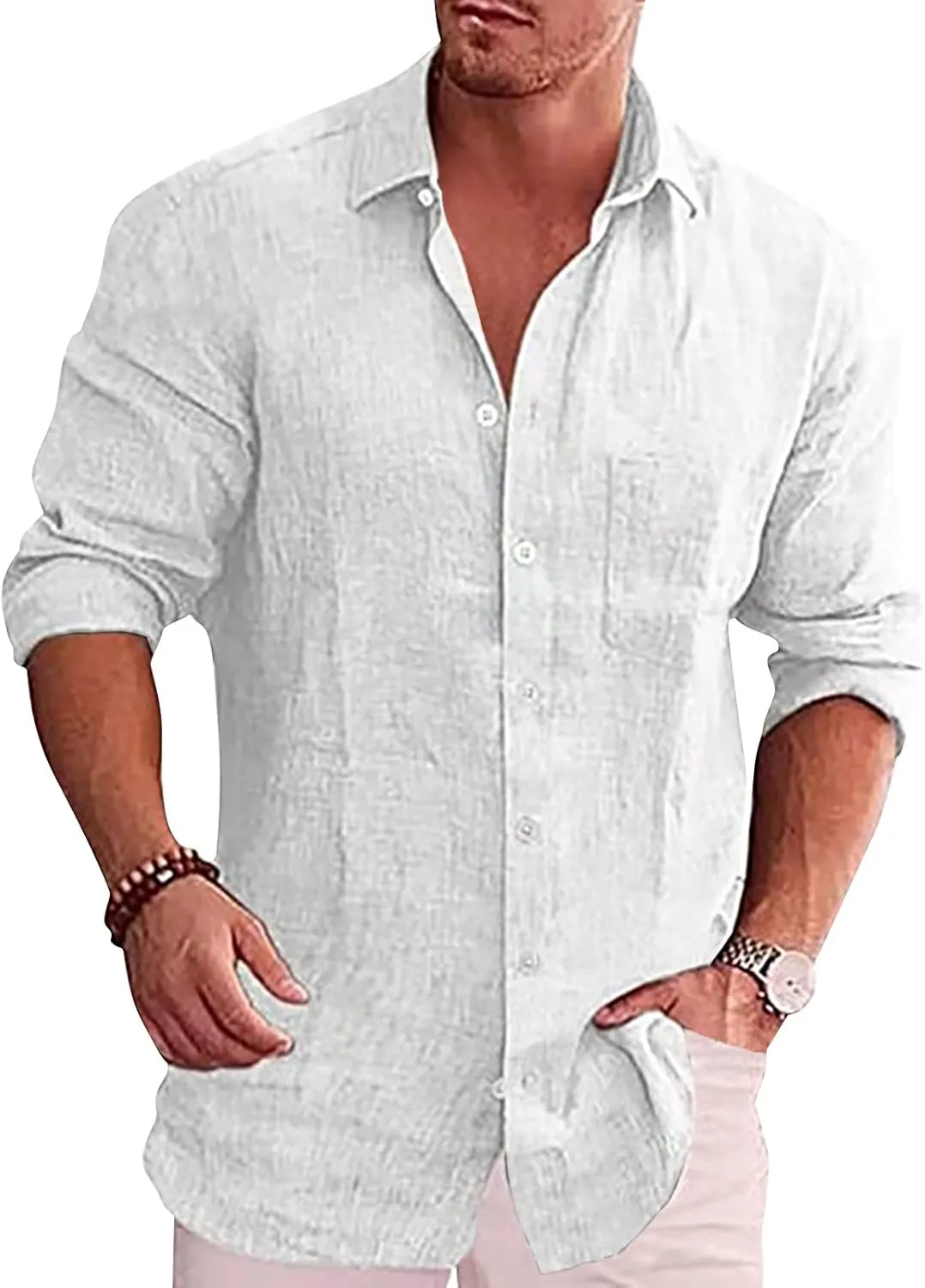 DuDubaby  Mens Thermal Long Sleeve Shirt Designer Spring Summer Casual Cotton Linen Solid Color Loose Stand Collar Shirts