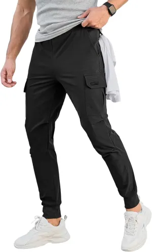 evzosrz Men's Cargo Joggers Pants Slim Fit Tactical Stretch Casual Sweatpants Workout Jogging Trousers with Multi Pockets