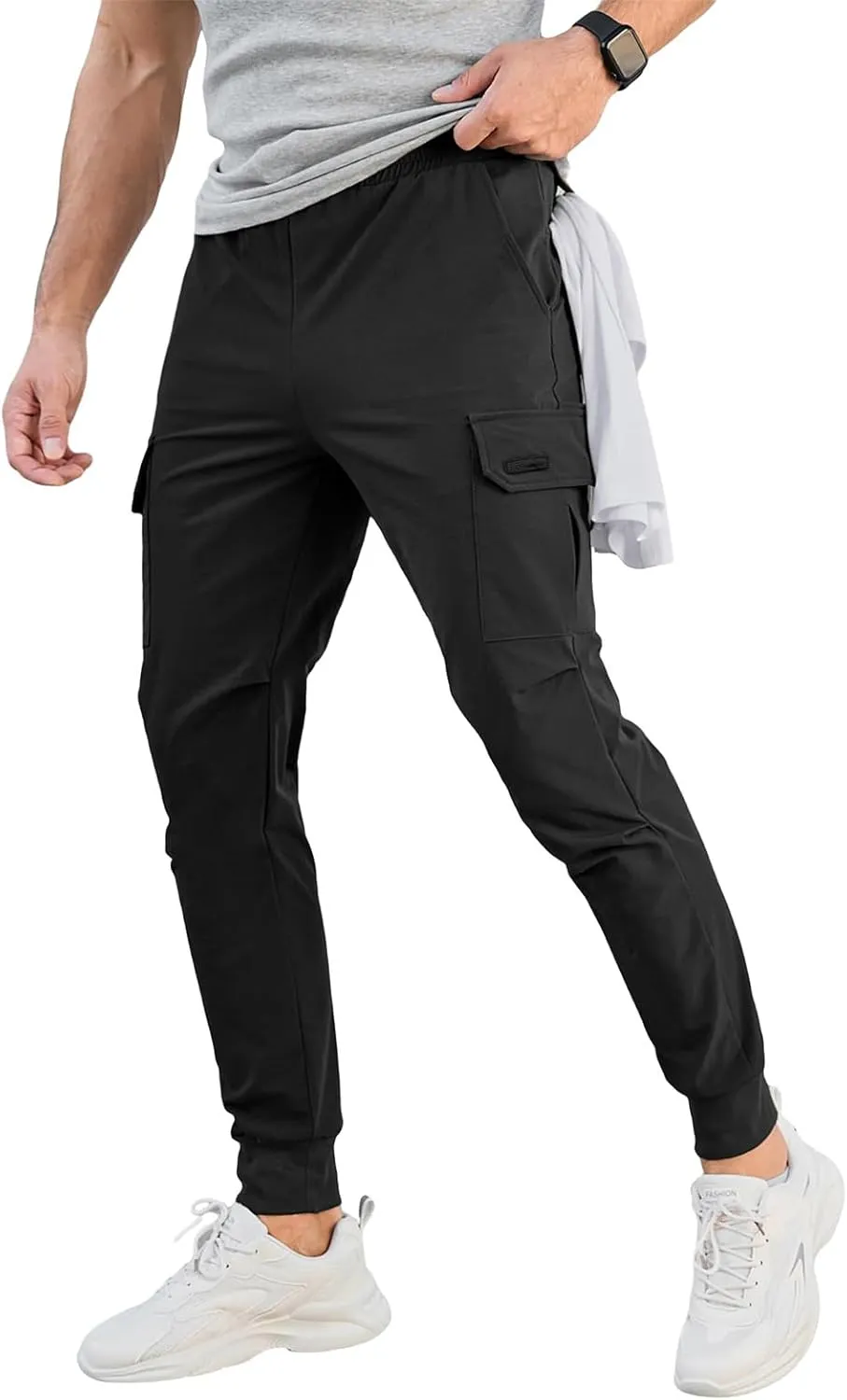 evzosrz Men's Cargo Joggers Pants Slim Fit Tactical Stretch Casual Sweatpants Workout Jogging Trousers with Multi Pockets