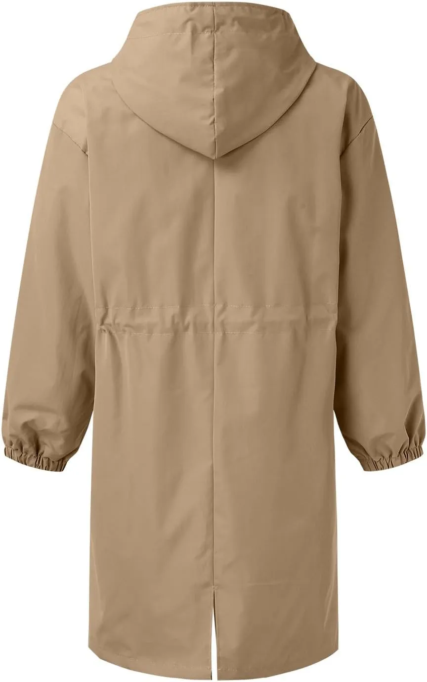 Fall Fashion for Women 2025 Trendy Women's Double Breasted Long Trench Coat Windproof Classic Lapel Slim Overcoat with Belt