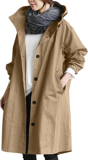 Fall Fashion for Women 2025 Trendy Women's Double Breasted Long Trench Coat Windproof Classic Lapel Slim Overcoat with Belt